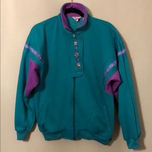 Vintage ladies zip up sweat shirt with embroidery